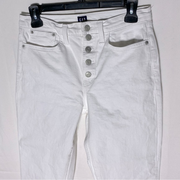 Gap White Cropped Exposed Button Fly Raw Hem Cigarette Jeans 6/28 - Picture 10 of 15
